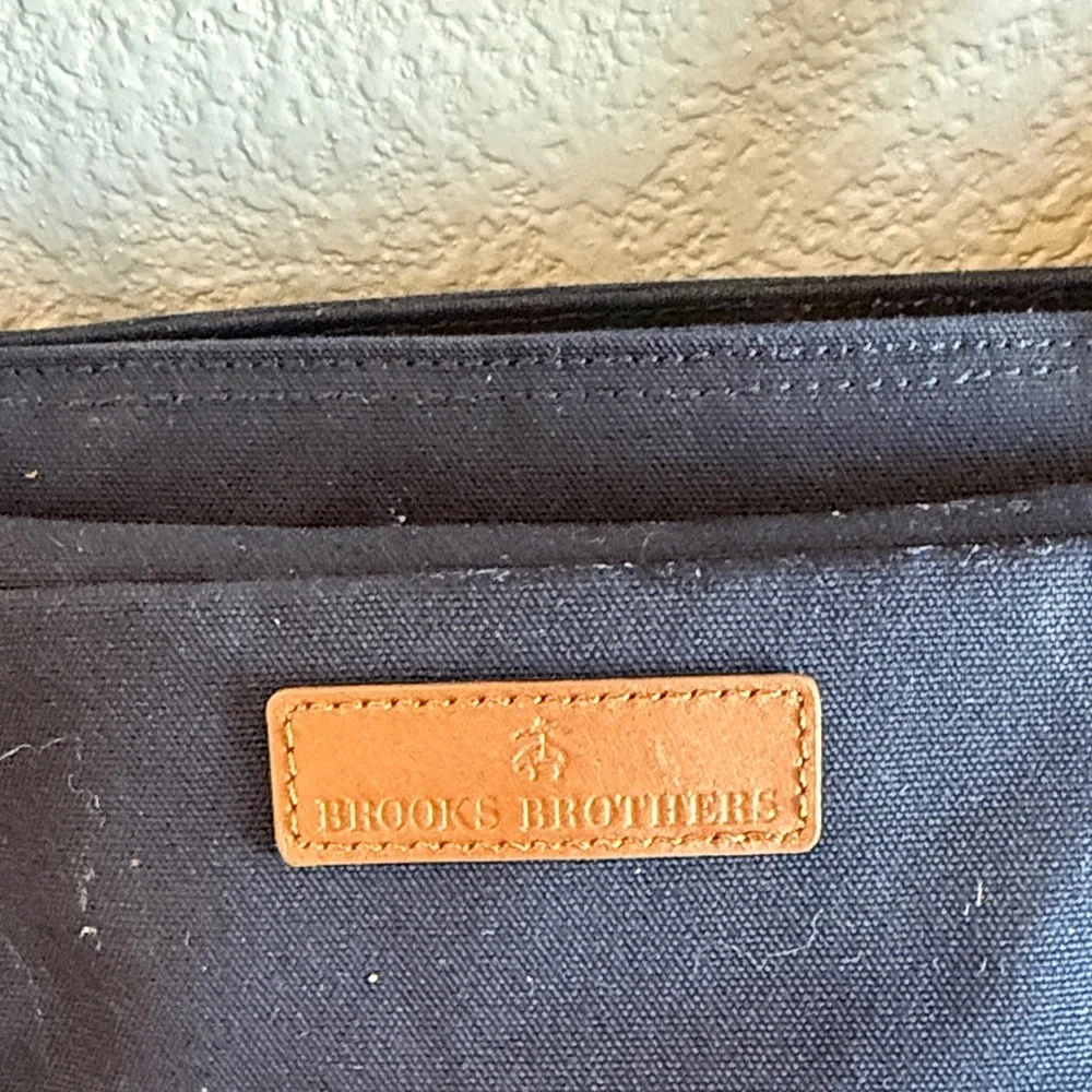 Brooks Brothers Wells laptop Tote Bag with Brown Leather Trim